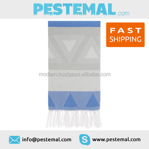 สัญลักษณ์ Jacquard สามเหลี่ยมที่มีสามสีตุรกีผ้าขนหนูอาบน้ำทอที่มีคุณภาพสูง Pestemal % ผ้าฝ้าย100 - Product Image 3