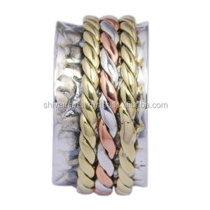 Handmade 925 Sterling Silver Hammer Eternity Vermeil <b>Ring</b> Multi-Band Bezel Setting Wedding or Party Gift <b>for</b> Women and <b>Men</b> - Product Image 2