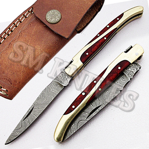 Couteau de survie unique en acier Damas, fait main, avec bouton poussoir, personnalisable OEM (smf32) - Product Image 2