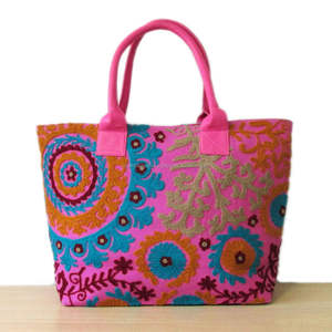 กระเป๋าโท้ทลำลองสำหรับผู้หญิงปักลายซูซานี กระเป๋าถือปักด้วยด้ายขนสัตว์อินเดีย - Product Image 2