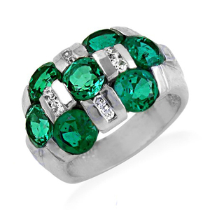 Diseño elegante 925 Anillo de plata esterlina sólida Verde y blanco Circón cúbico Piedra preciosa Hefty Chunky Artículo de joyería para ella - Product Image 1