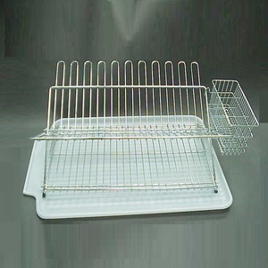 Soporte para platos de estante de alambre plegable blanco metal cocina simple - Product Image 1