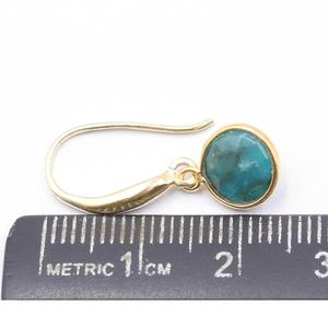 Chrysocolla 25ถึง26มม. พร้อมสายหูทรงกลมต่างหูเงินชุบทอง - Product Image 4