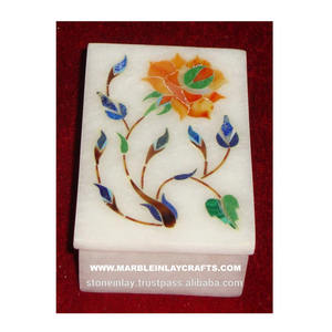 Latest New Best Selling Handmade High Quality <b>White</b> Marble Inlay With Beautiful Floral Art Jewelry <b>Box</b> for <b>Gifting</b> Purpose - Product Image 2