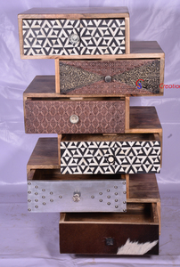High Quality Jodhpur India Metal Bone Leather Fitted <b>Chest</b> Drawer Cabinet for Bedroom Living Room Solid <b>Wood</b> Traditional Villas - Product Image 2