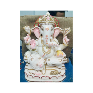 Pure White Marble Ganesh Murti - Product Image 1