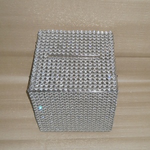 Boîte à mouchoirs en métal perlé pour mariage, argent et or, faite à la main - Product Image 4