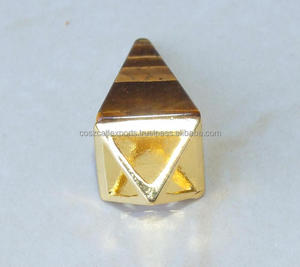 Bijoux pendentifs pyramides œil de tigre pour enfants en acier inoxydable avec réglage de lunette - Product Image 3