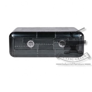 Black Aviator Living Room Coffee Table with Two <b>Drawers</b> - Product Image 2