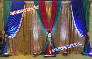 ฉากหลังงานแต่งงานคัตเอาท์แสงฉากหลังสีแดงปักม่านฉากหลังงานแต่ง - Product Image 6