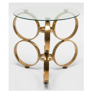 Mesa decorativa dorada de lujo 2024 con tapa de cristal estilo de diseño de granja para uso en dormitorio o apartamento gran oferta muebles para el hogar - Product Image 1