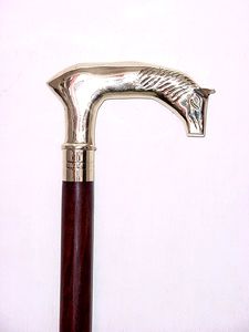 Bâtons de marche en bois Antique faits à la main avec poignée en métal en laiton pour animaux // cannes de marche en bois avec poignée en métal en laiton pour animaux - Product Image 3