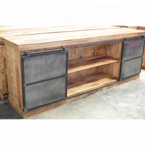 Aparador de madera de mango macizo de estilo industrial, puerta corredera de hierro Extra larga, cajones múltiples para el hogar, comedor, sala de estar, granja - Product Image 3