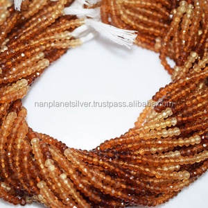 Fil de perles rondes en hsonite naturelle, perles à facettes - Product Image 1