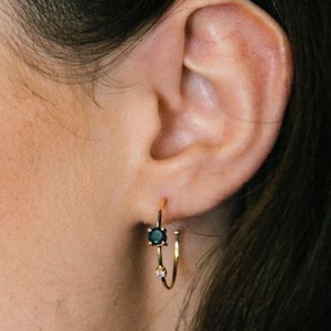 Semi Precious Gemstone <b>Hoop</b> Earrings - Product Image 1