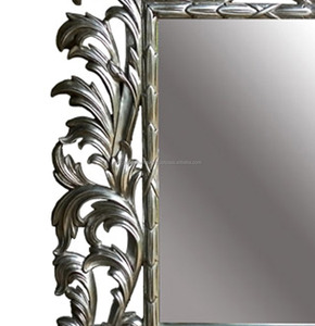 Argent Antique Feuille en Bois Sculpté À La Main Miroir Décoratif - Product Image 4
