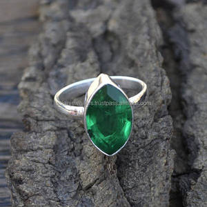 <b>emerald</b> Quartz Gemstone 925 Sterling <b>Silver</b> Handmade <b>rings</b> - Product Image 1