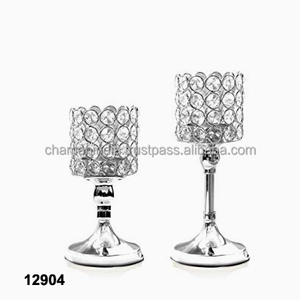 Modern Silver Plated <b>Crystal</b> Candle Holder - Product Image 1