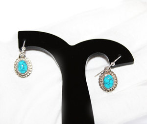 Wholesale <b>Beautiful</b> Turquoise Arizona Gemstone 925 Solid Sterling Silver Drop Dangle <b>Earrings</b> Fashion Jewelry - Product Image 4