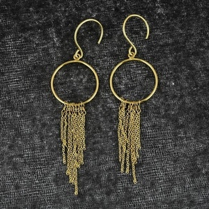 Gold Plated Chain Earring 925 <b>Sterling</b> <b>Silver</b> Chandelier Chain Earrings Handmade Fashion Jewelry Wholesale Supplier BY CDP. - Product Image 2