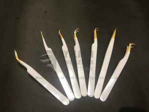 Pince à épiler professionnelle polyvalente en acier inoxydable solide enduit de poudre d'or blanc avec logo personnalisé - Product Image 4