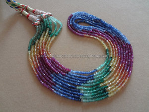 อัญมณี Rondelle Beads มรกต,ทับทิม,ไพลิน2ถึง3มม. ไมโครเหลี่ยมเพชรพลอยเต็ม14นิ้ว - Product Image 3