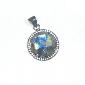Pendentif en argent sterling 925 fait à la main pierre précieuse Labradorite naturelle grande pierre forme bijoux de fiançailles en gros Rhodhium noir - Product Image 1