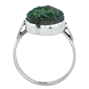 Anillo de piedras preciosas Druzy verde en forma de pera, anillo de Plata de Ley 925, ajuste de bisel de joyería, anillo de moda Chapado en plata para mujer. - Product Image 2