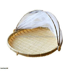 Oneup — panier à fruits en bambou naturel, avec couvercle filet, tissé, à bon prix - Product Image 3