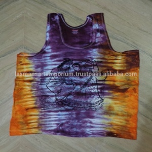 NUEVA CAMISETA PARA HOMBRE GODS DESIGNS CON ESTAMPADO DE DIOSES INDIOSES, TIE DYE HECHO A MANO, Tejido de punto de Spandex/Algodón, Sin mangas, Corte regular, Estilo vintage, Transpirable - Product Image 6