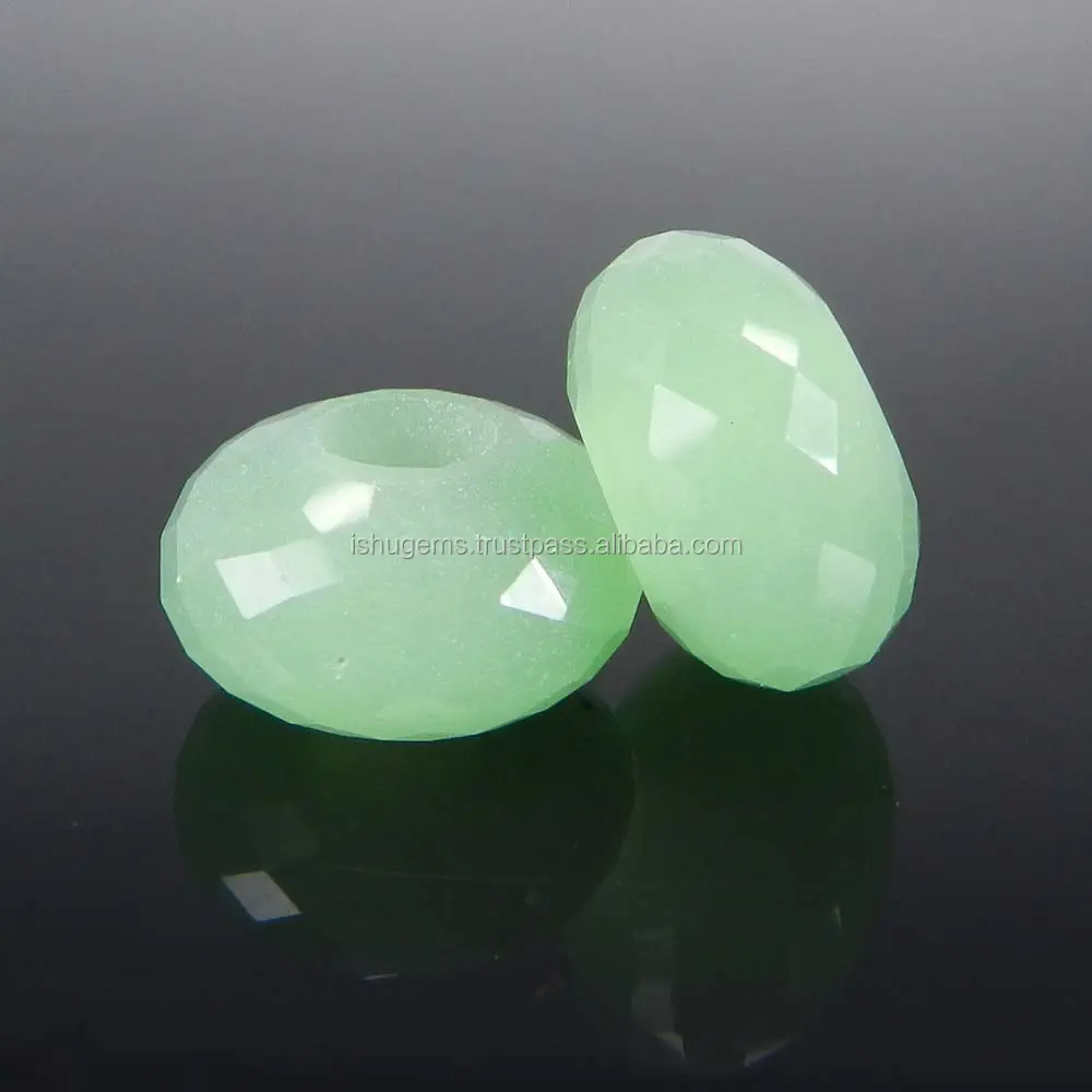 Perle en pierre précieuse ronde à grand trou, 1 pièce, Chrysoprase naturelle, perles en vrac 14x8x4.5mm, IG5417