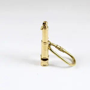 Brass Nautical Boy Scout Whistle Keychain Keyring KeyHolder with Brass Loop