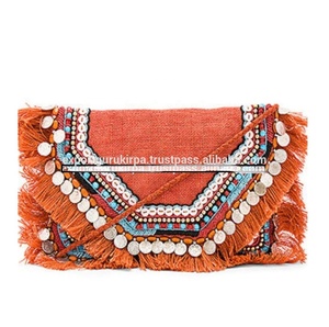 Indian Modern Bohemian Summer Embroidery Designer Handmade Beaded Messenger Bags <b>Light</b> Weight Large Capacity Women Evening Bags - Product Image 3