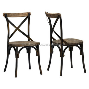 Industrial <b>Vintage</b> Metal Cross Back <b>Chair</b> - Product Image 1