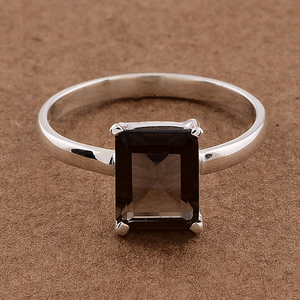 Rectangle Shape Smoky <b>Quartz</b> Gemstone 925 Sterling Silver <b>Ring</b> Handmade Jewelry - Product Image 3