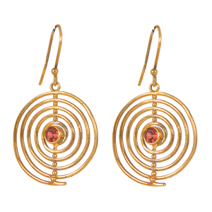 Joyería de plata chapada en oro, alambre espiral de piedras preciosas granate, pendientes de plata de ley 925 al por mayor - Product Image 1