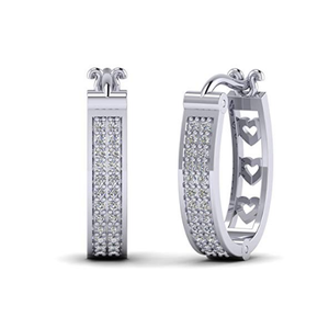 14K White Gold Exclusive 0.45TCW Cut Real Hoop Earring Modern Design Religious 0.45TCW Cut Exclusive Real Hoop Earring 14K Gold - Product Image 1