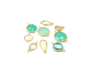 Conector de Bisel Hecho a Mano con Múltiples Piedras Preciosas, Chapado en Oro de 18K, Lote de 9 Piezas para la Creación de Collares - Product Image 3