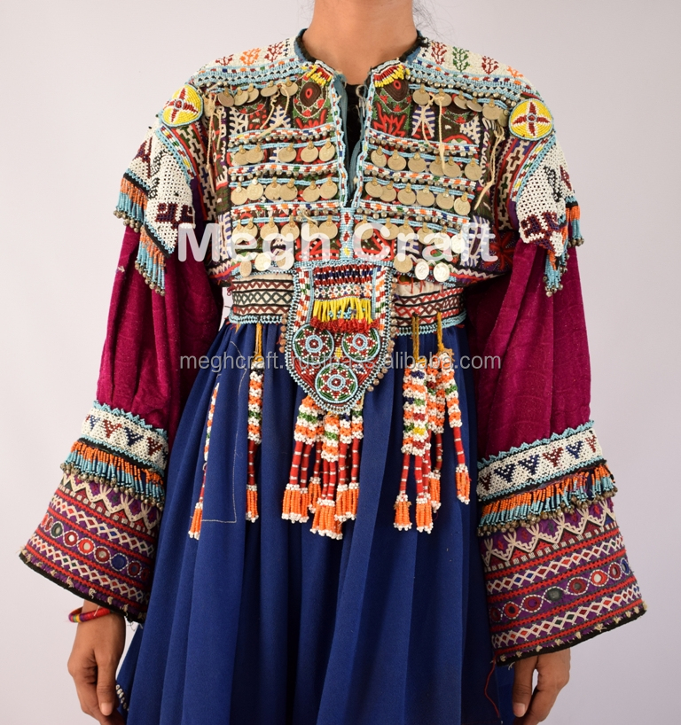 Vintage Afghani Gypsy Dress - Handmade Beaded Tassels