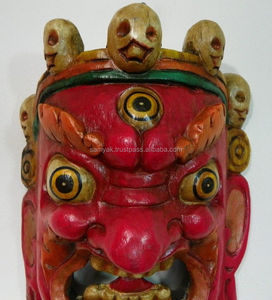 <b>Hand</b> Crafted Wooden <b>Mask</b> of Bhairab Mahakal Wall Hanging Made in Nepal - Product Image 1
