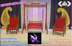 Wonder-full Wedding Columpio de madera Mehndi Decoración de escenario con Swing Mehndi Stage Metal Swing Set DST Exports Factory Sale UK - Product Image 3