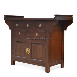 Console de Buffet en bois de teck naturel japonais, meuble en bois de teck fait à la main - Product Image 4