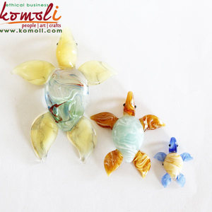Handmade murano <b>glass</b> animal pendant turtle jewelry - Product Image 2