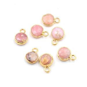 Pendentif plaquée or en opale rose 8 à 10 MM, nouvelle collection, pendentif avec médaillon de forme ronde en or - Product Image 1