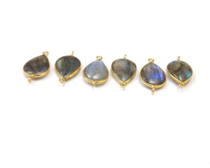 Belle pierre précieuse de Quartz fumé en forme de poire 12x16mm Double caution en argent Sterling connecteur de lunette en métal composants de résultats de bijoux - Product Image 1