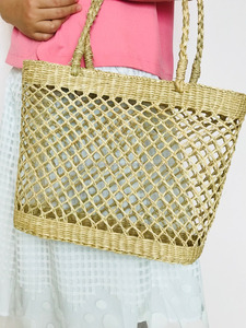 Bolsa de mano de algas marinas tejida portátil con forro de PVC Cierre abierto para playa Verano Invierno Primavera Otoño Uso - Product Image 2