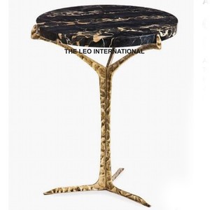 Mesa Auxiliar de Estilo Moderno con Patrón de Mármol Negro, Diseño Único Hecho a Mano y Personalizable, Muebles para Sala de Estar - Product Image 1