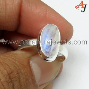 Anillos de plata de ley 925 con piedra lunar de arcoíris, joyería de plata de ley 925 - Product Image 4