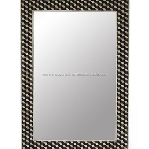 Marco de Espejo Antiguo para Sala de Estar con Incrustaciones de Hueso en Madera Sólida de Calidad Superior - Product Image 6
