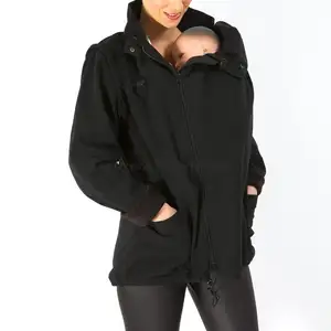 Куртка-переноска для ребенка, толстовка с капюшоном, пальто-кенгуру/куртка для мамы и ребенка, Однотонный Регулируемый верх/Топ